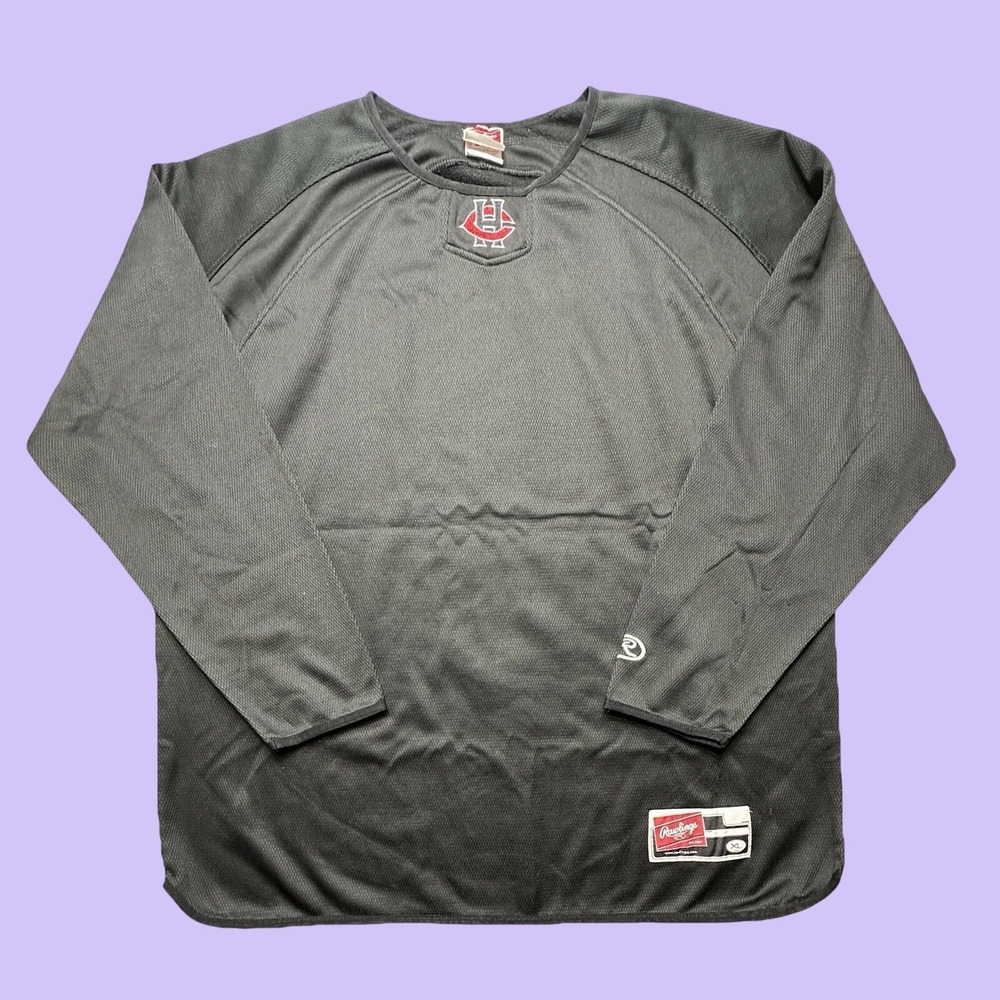 Rawlings Jersey Mens XL Black HC Logo Long Sleeve Mesh Athletic Training Shirt